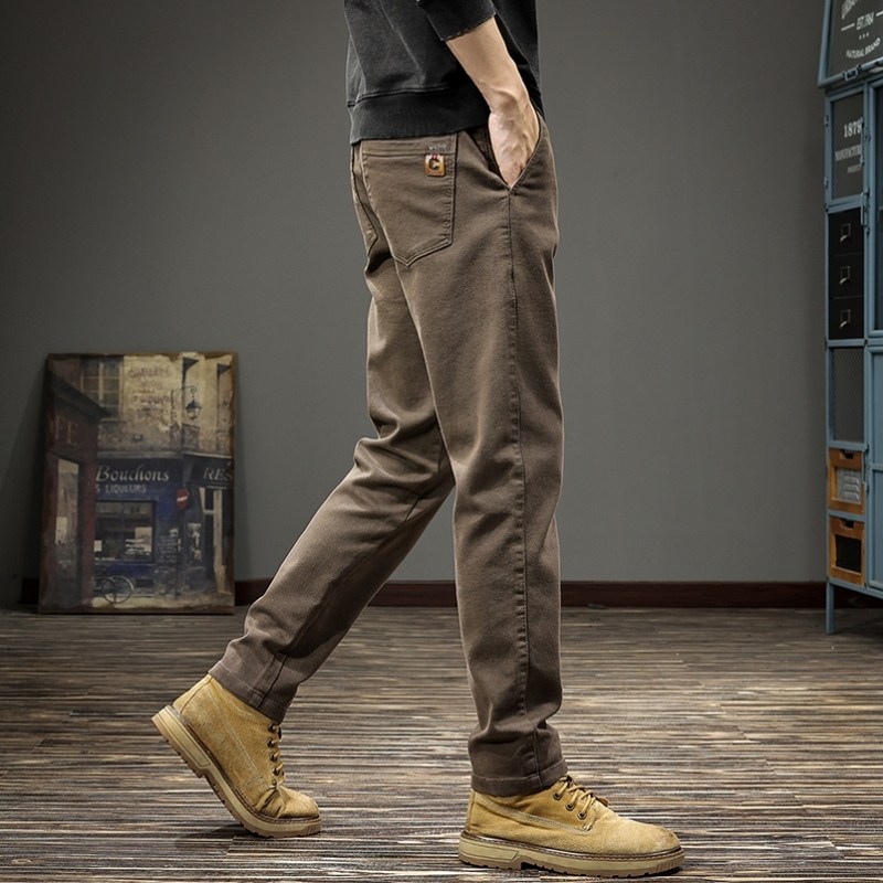 2025新款冬季男士休闲裤加绒爆款微锥裤子秋冬工装直筒商务小西裤