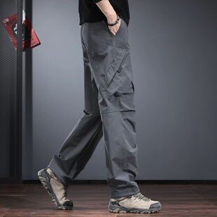 户外冲锋裤男2025秋冬季宽松直筒登山休闲裤三防徒步速干加绒长裤