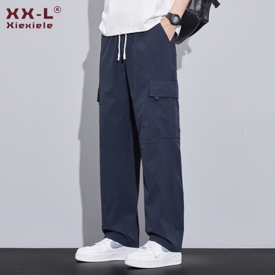 冰丝工装裤子男2026夏季薄款美式潮牌宽松直筒伞兵裤运动休闲长裤