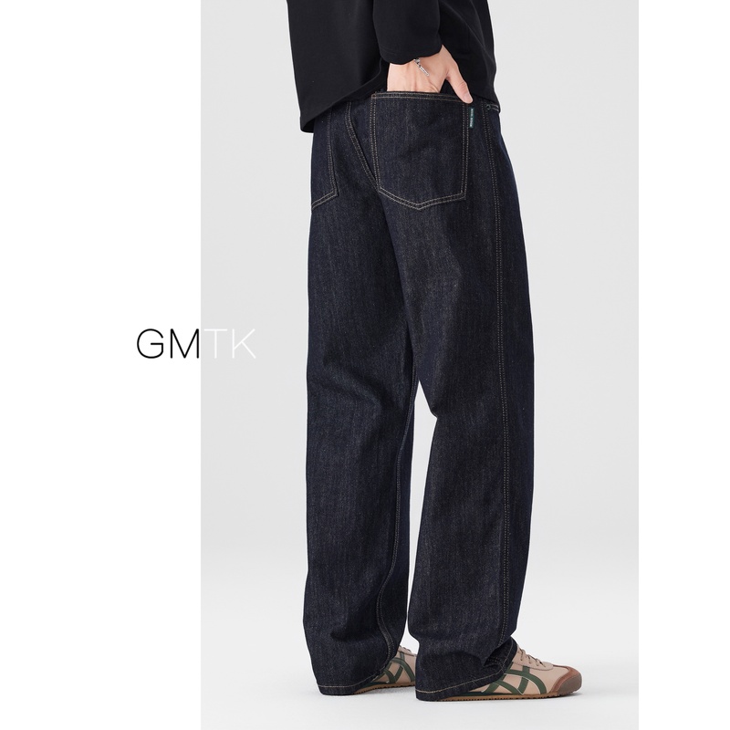 原色丹宁加绒加厚牛仔裤男直筒宽松2025新款水洗cleanfit阔腿长裤