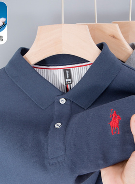 中年男士保罗POLO衫长袖t恤翻领爸爸春秋装纯棉plol上衣打底poli