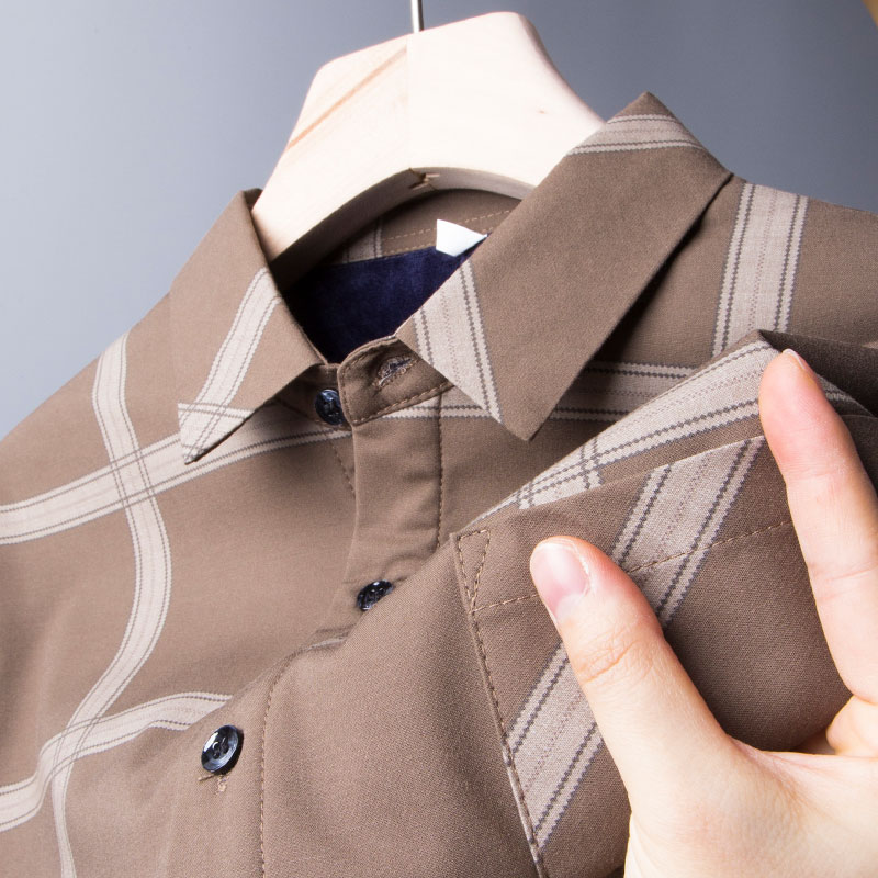 男士高端加绒加厚含羊绒衬衫