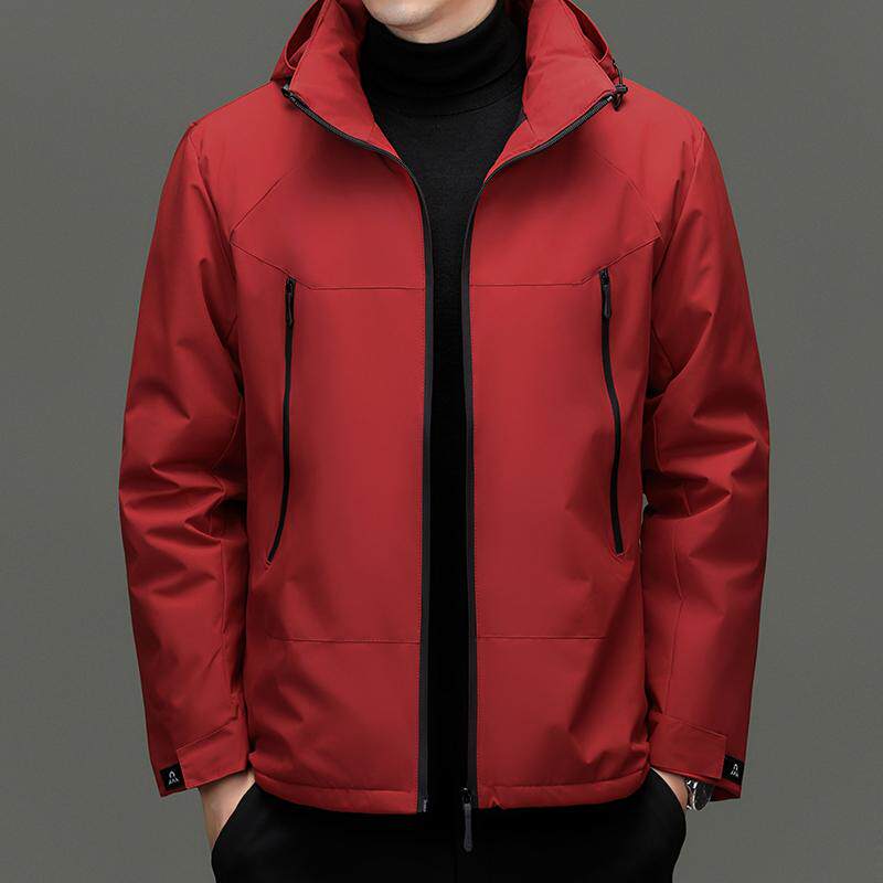 2025蛇年男士冬季新款连帽羽绒棉衣中年爸爸装加厚冲锋衣棉服外套