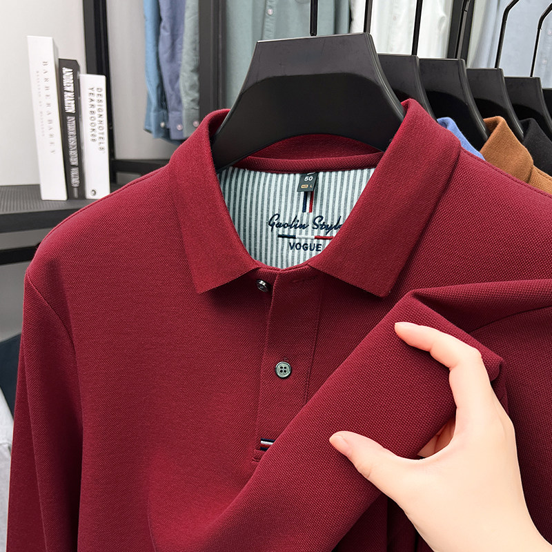 男士长袖T恤春秋季本命年上衣纯棉红色爸爸婚宴结婚礼服装喜公公