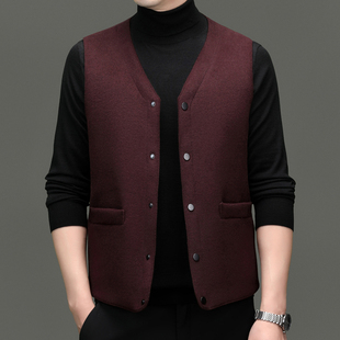 2025蛇年男士红色马甲中老年爸爸装秋冬季新款本命年羽绒毛呢背心