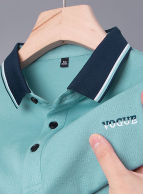 男士冰丝上衣polo衫中年paolou爸爸夏装poli短袖t恤plol血poole