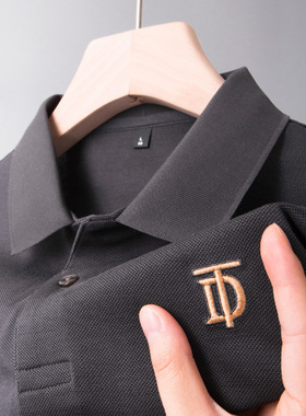 中年男士短袖t恤父亲节送爸爸夏装冰丝光棉plol上衣服polo衫土丅