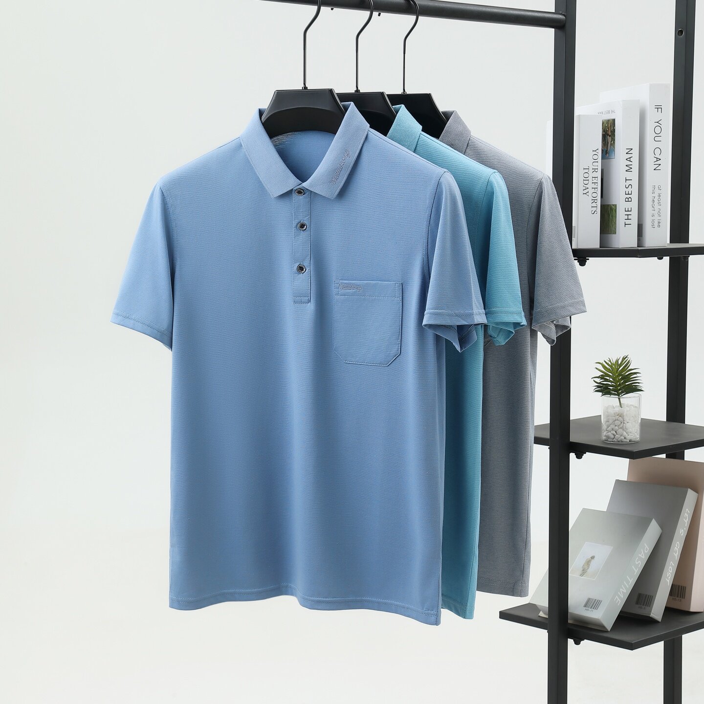 真口袋~男士夏季新款短袖t恤短中年爸爸装polo衫有带领上衣服