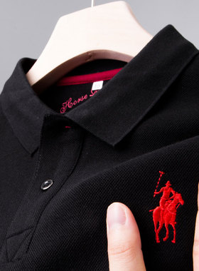 长袖t恤男士POLO衫中年爸爸春秋装p0lo上衣服plol打底纯棉paolo