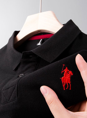 男士短袖T恤冰丝plol中年人保罗poli爸爸夏装polo衫纯棉上衣poor