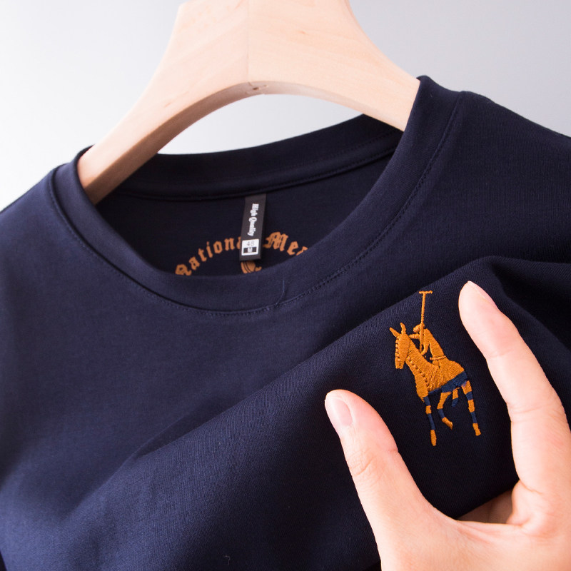 男士长袖t恤保罗polo衫领卫衣纯棉上衣中年爸爸春秋装圆领打底衫