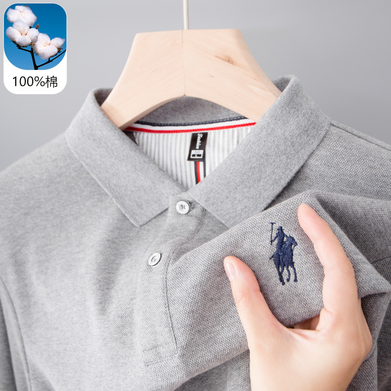 中年爸爸春秋装纯棉plol上衣丅