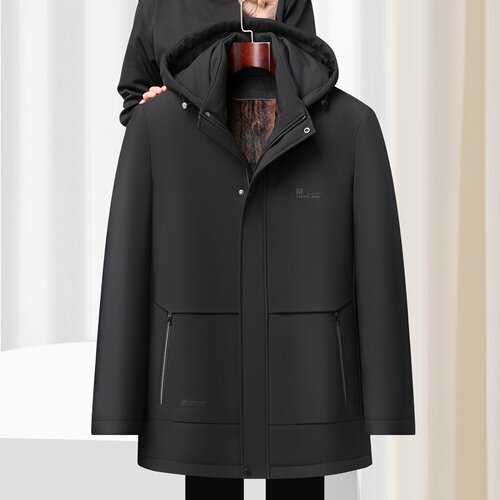 男士保暖中长款棉服可拆卸毛领内胆