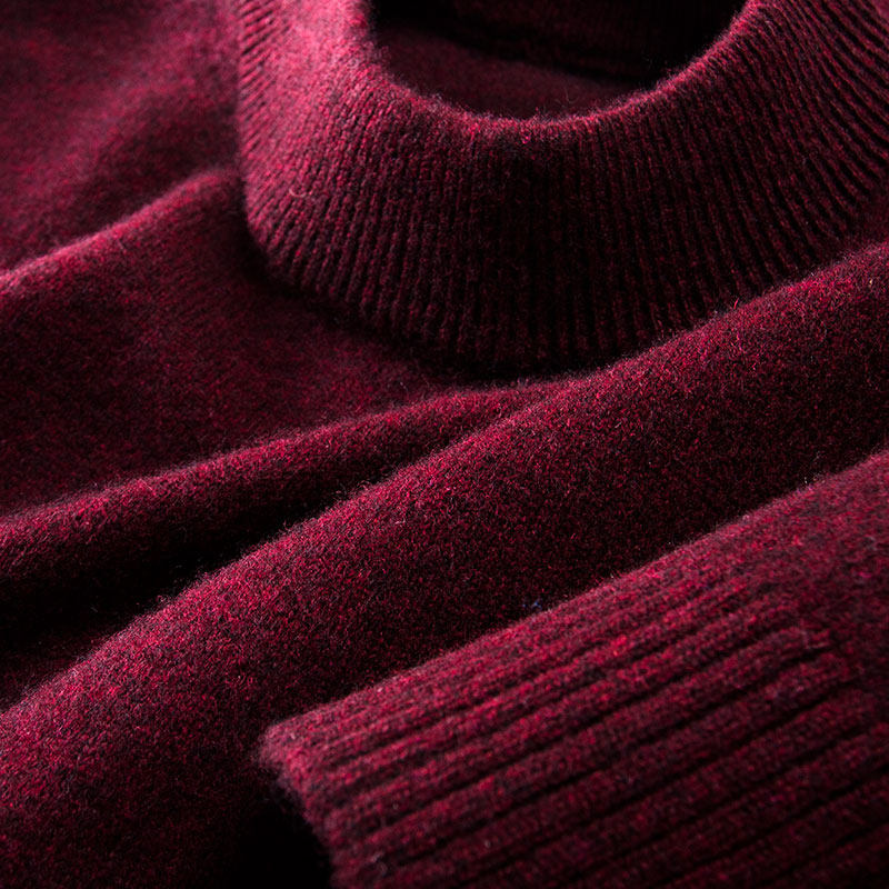 100纯羊毛衫男士秋冬款土毛衣爸爸加厚本命年红色针织衫桐乡濮院