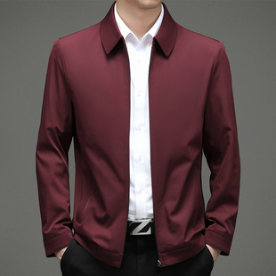 中年爸爸春秋冬款衣服外套喜公公礼服婚宴装夹克本命年红色老虎年