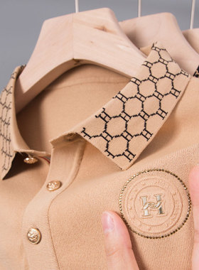 男士polo衫冰丝针织短袖T恤中年爸爸夏装40岁50衬衫领上衣丅plol