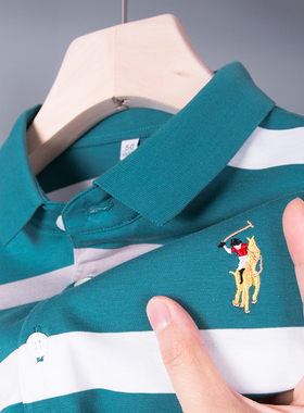 男士短袖T恤冰丝中年爸爸夏装polo衫婆罗丅血poli仕谢plol土战马