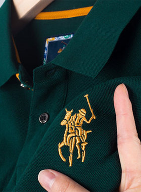 长袖t恤男士POLO衫中年爸爸春秋装p0lo上衣服plol秋衣纯棉paolo土