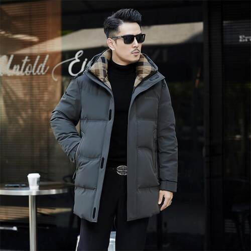 冬季新款男士中长款加厚羽绒服