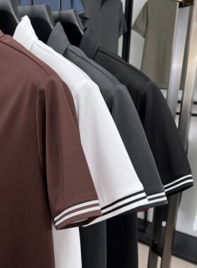 中年男士短袖t恤p0lo爸爸夏装上衣polo衫40岁有领套头poluo带pro