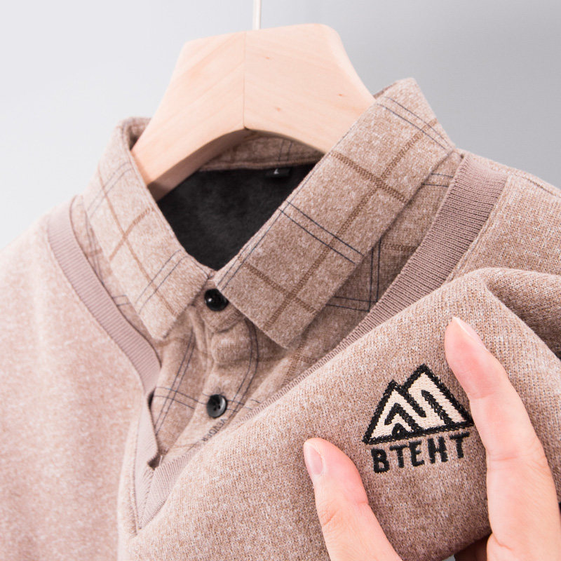 中年爸爸装新款上衣服加绒加厚
