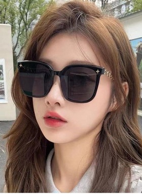 韩版方形平面墨镜女高级感ins复古黑色防晒遮阳太阳镜潮防紫外线