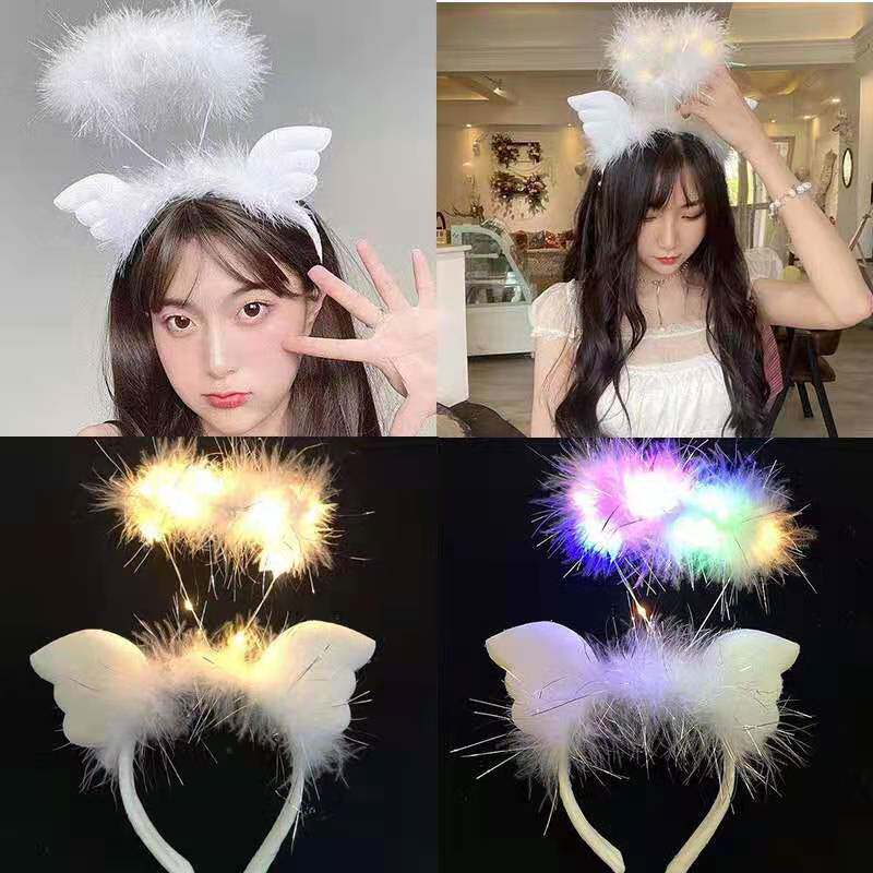 天使翅膀发光超仙森系自拍头箍
