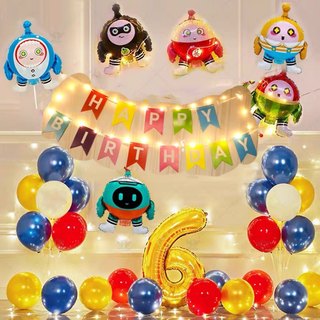 蛋仔派对主题生日布置装饰 儿童周岁游戏氛围卡通场景气球背景墙