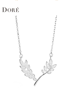 法国ST Dore/朵蕊杜乐丽花园叶子项链女S925纯银锁骨链橄榄枝吊坠
