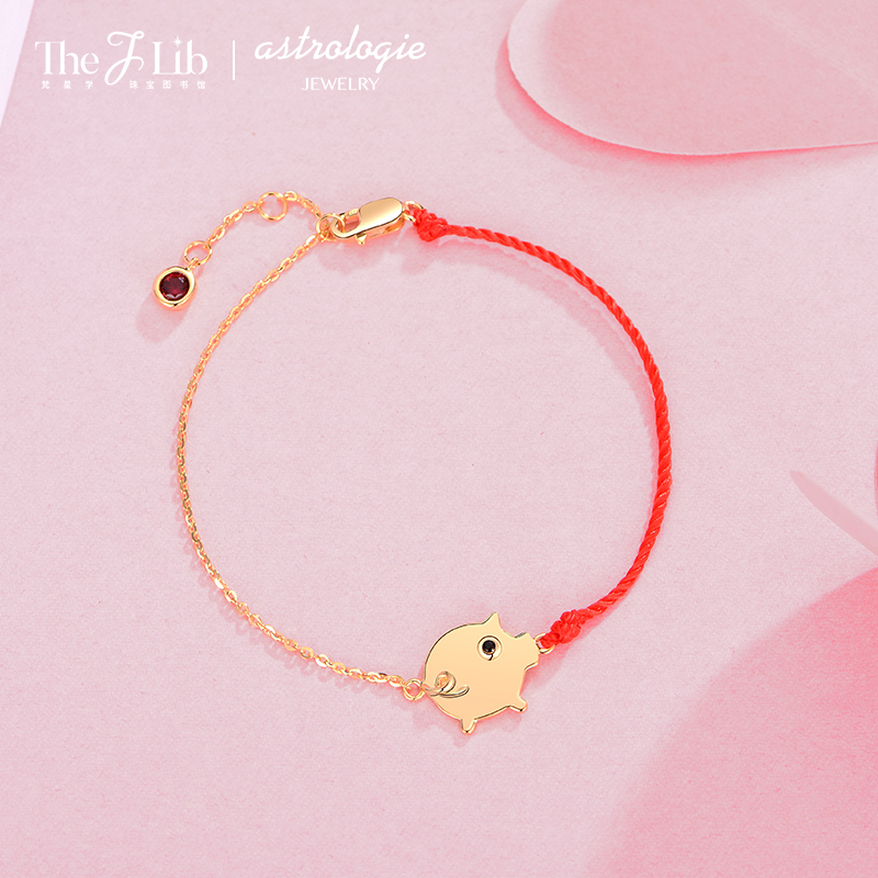 猪年本命年金猪红绳手链女纯银手饰品简约ins送女友闺蜜生日礼物