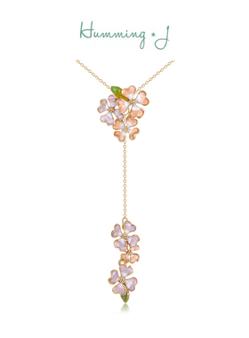 韩国Humming J 四叶草花瓣项链女锁骨链小众设计高级感森系吊坠