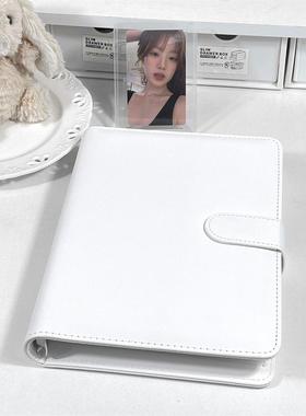 ins风纯白色a5 PU皮质便携式卡册简约高颜值加厚小众小卡收纳册