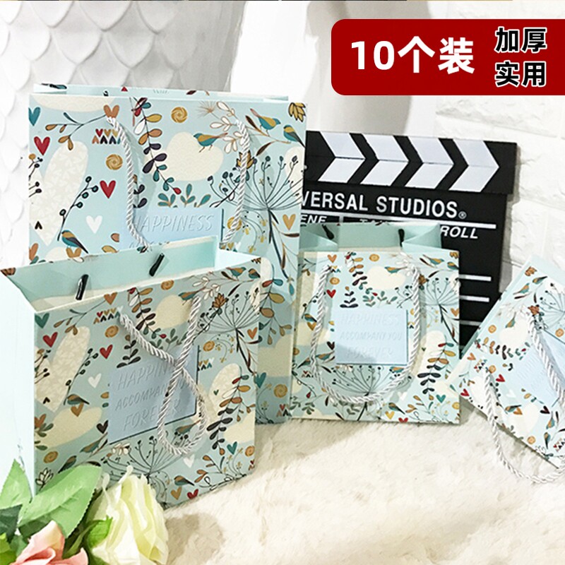 清新ins风高级纸袋大牌复古花卉叶子纸袋礼品袋设计服装店手提袋