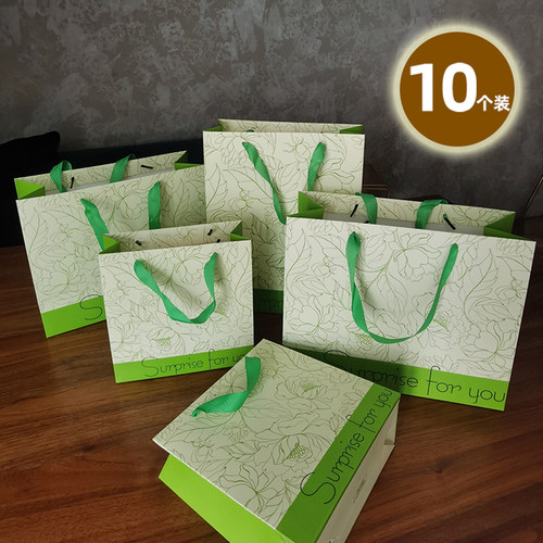 绿色服装店定制花朵ins风礼品袋