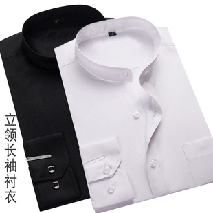 长袖 衬衫 寸衫 装 圆领衬衣修身 男士 中山装 2022年春季 中华立领衬衫