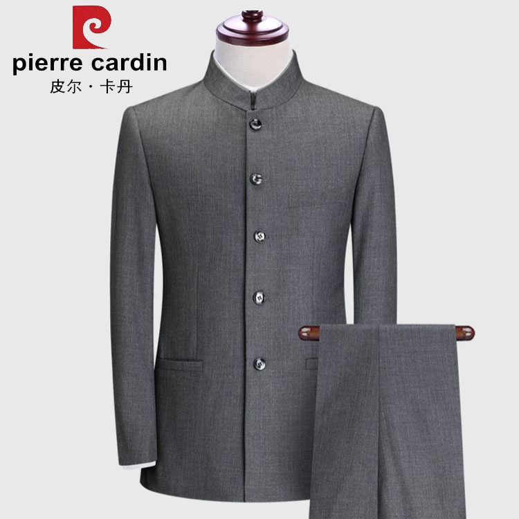 皮尔卡丹男士中山装套装中老年西服职业装中华立领结婚礼服爸爸装高性价比高么？