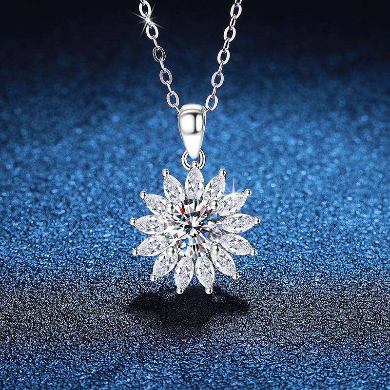 PT950铂金原创跨境项链莫桑石吊坠璀璨项链1克拉D色莫桑石项链