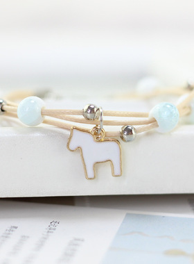 「梦中的小马」韩国复古甜美陶瓷简约学生情侣手链女生日韩版饰品