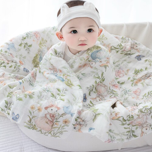 新生婴儿浴巾宝宝纯棉纱布盖毯