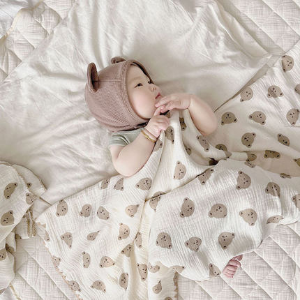 盖肚子夏天小被子薄款婴儿夏季盖毯宝宝空调被盖被纯棉纱布推车毯