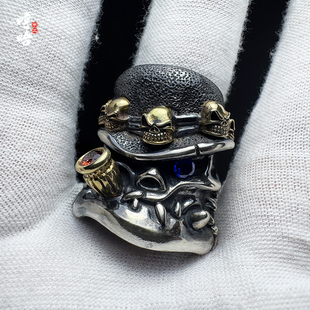 施特林starlingear化身博士骷髅戒指925纯银哼哈手工定制新品潮流