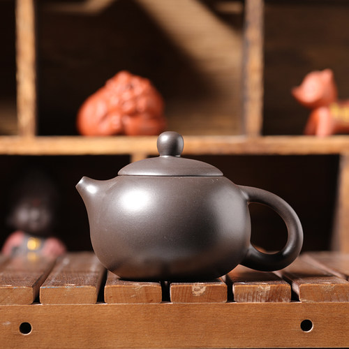 紫砂壶原矿半手工敞口功夫茶具茶壶冲罐黑金钢倒把西施壶400毫升