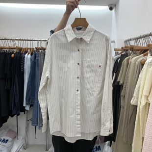 DRESS ROOM㊣东大门代购女士26秋季新品热卖推荐人气衬衫条纹