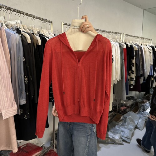 MAISONSTAFF韩国直邮㊣女装新款人气26春夏休闲针织衫拉链连帽