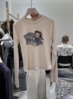 VISUAL SPACE韩国代购㊣女装新品真品热卖人气长袖T恤内里绒