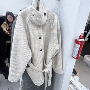 BREATHE韩国代购㊣女士新品25秋冬热卖休闲中长款大衣含腰带