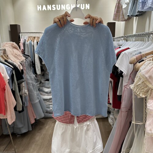 HANSUNGHYUN韩国直邮㊣女士新款休闲26春夏时尚针织衫透视亚麻