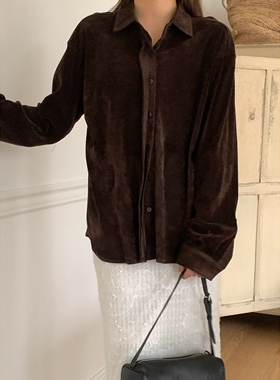 BINUS韩国直邮㊣女士新品推荐25秋冬热卖休闲真品衬衫天鹅绒