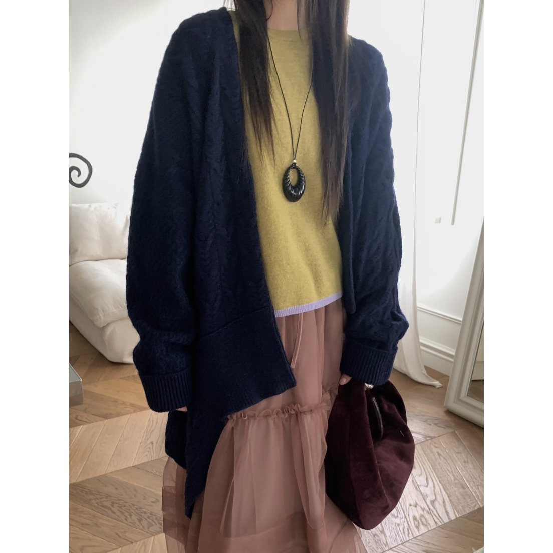 PEBBLE/LAYER东大门㊣实拍女士新款时尚休闲人气毛衣羊毛开衫