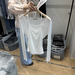 aube nunt㊣韩国直邮实拍女装新品26春夏长袖T恤假两件套装